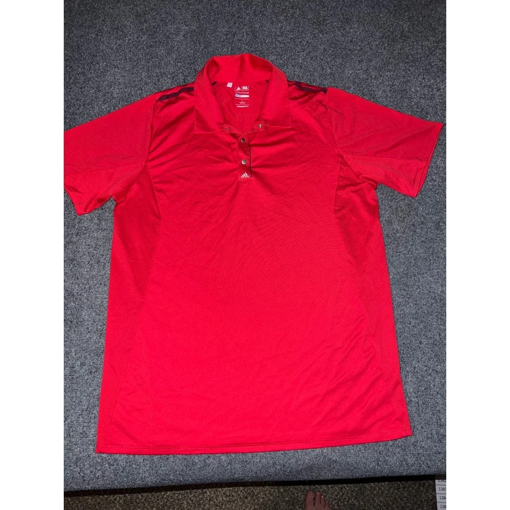 Adidas Puremotion CoolMax Red Golf Polo Shirt Mens Large Short Sleeve